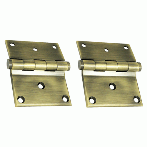 DELTANA 3 x 3 1/2 Inch Solid Brass Half Surface Hinge (Antique Brass Finish)