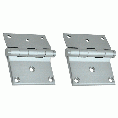 DELTANA 3 x 3 1/2 Inch Solid Brass Half Surface Hinge (Brushed Chrome Finish)