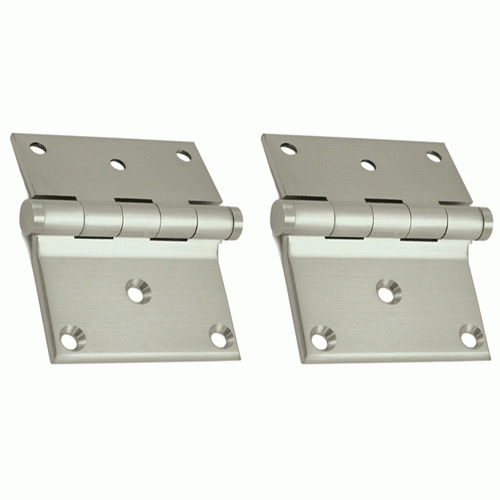 DELTANA 3 x 3 1/2 Inch Solid Brass Half Surface Hinge (Brushed Nickel Finish)