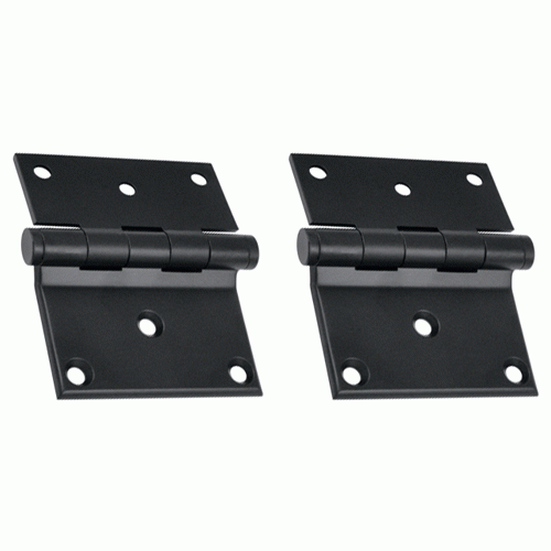 3 x 3 1/2 Inch Solid Brass Half Surface Hinge (Paint Black Finish) DELTANA