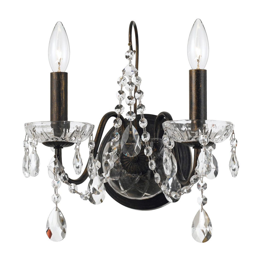 Crystorama Crystorama Butler 2 Light Hand Cut Crystal English Bronze Sconce