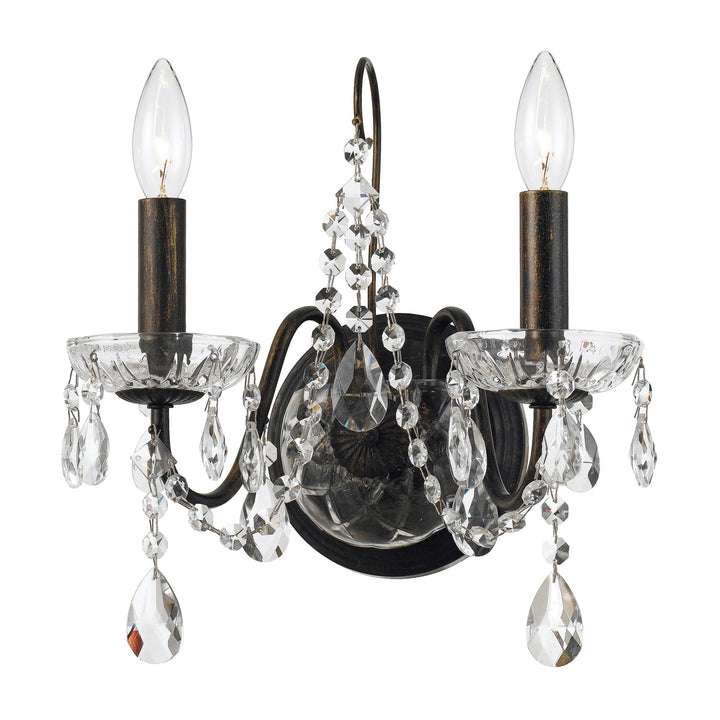 Butler 2 Light Hand Cut Crystal English Bronze Sconce Crystorama