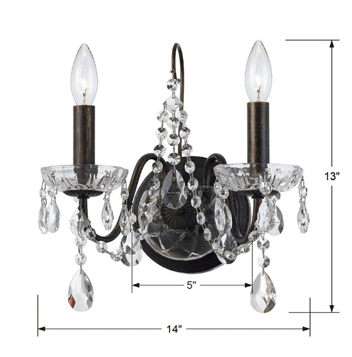 Butler 2 Light Spectra Crystal English Bronze Sconce Crystorama