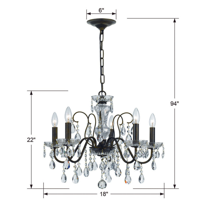 Butler 5 Light Spectra Crystal English Bronze Chandelier Crystorama