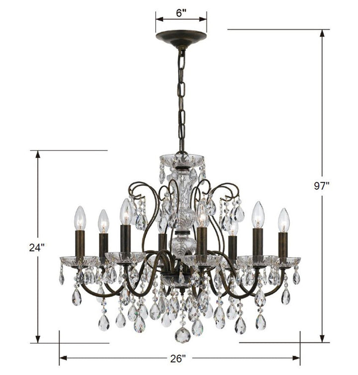 Butler 8 Light Spectra Crystal English Bronze Chandelier Crystorama