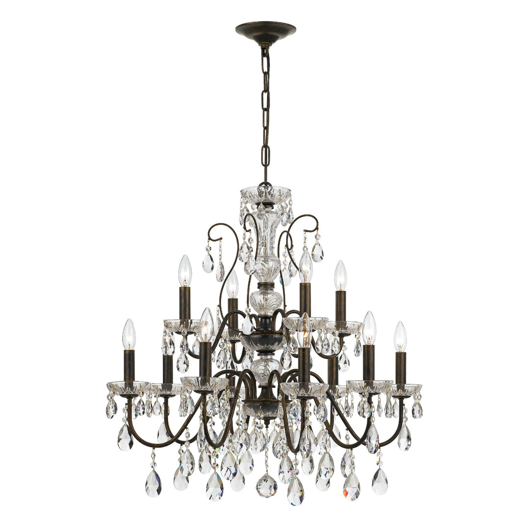 Butler 12 Light Hand Cut Crystal English Bronze Chandelier Crystorama