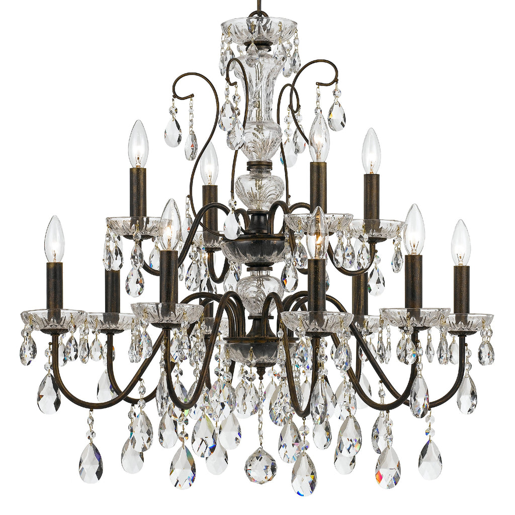 Butler 12 Light Hand Cut Crystal English Bronze Chandelier Crystorama