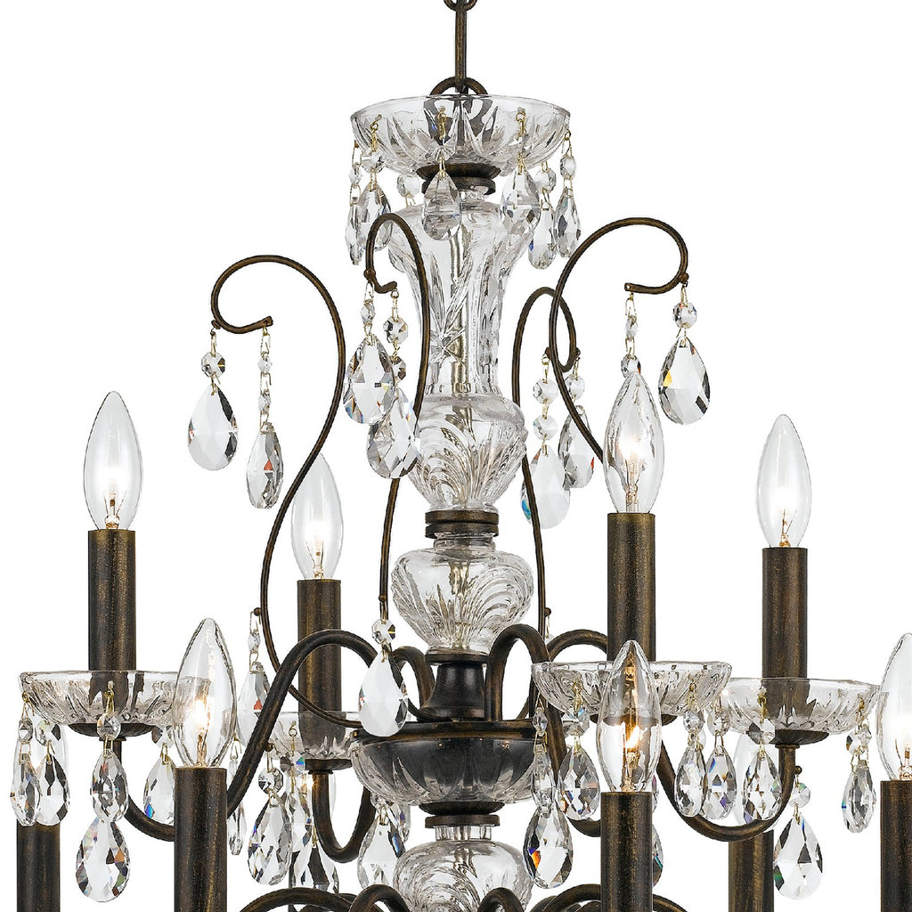 Butler 12 Light Hand Cut Crystal English Bronze Chandelier Crystorama