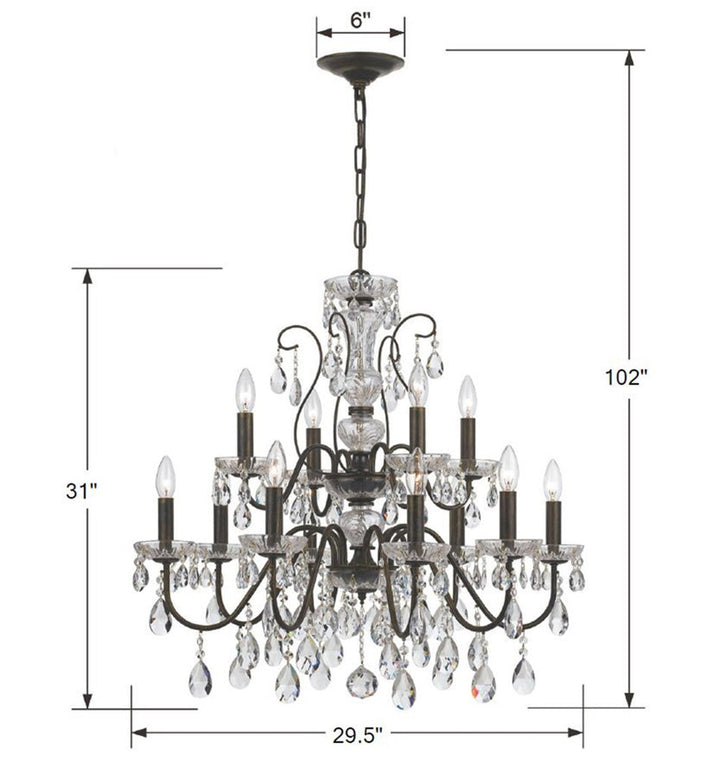 Butler 12 Light Spectra Crystal English Bronze Chandelier Crystorama