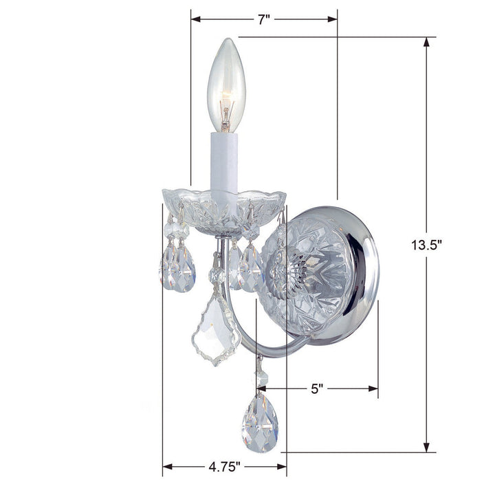 Imperial 1 Light Clear Italian Crystal Polished Chrome Sconce Crystorama