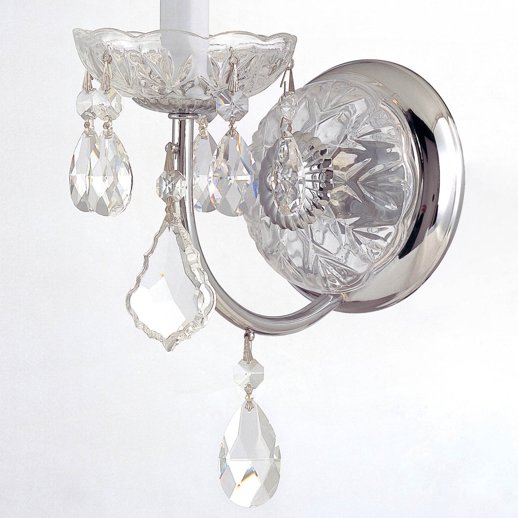 Imperial 1 Light Hand Cut Crystal Polished Chrome Sconce Crystorama