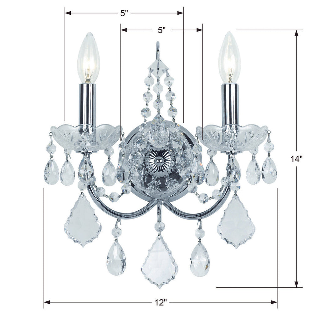 Crystorama Crystorama Imperial 2 Light Clear Italian Crystal Polished Chrome Sconce