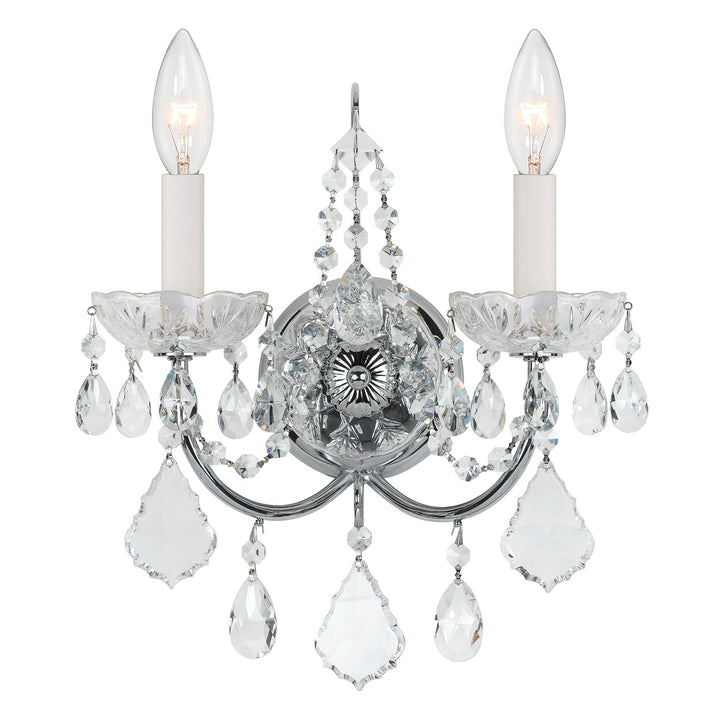 Imperial 2 Light Hand Cut Crystal Polished Chrome Sconce Crystorama