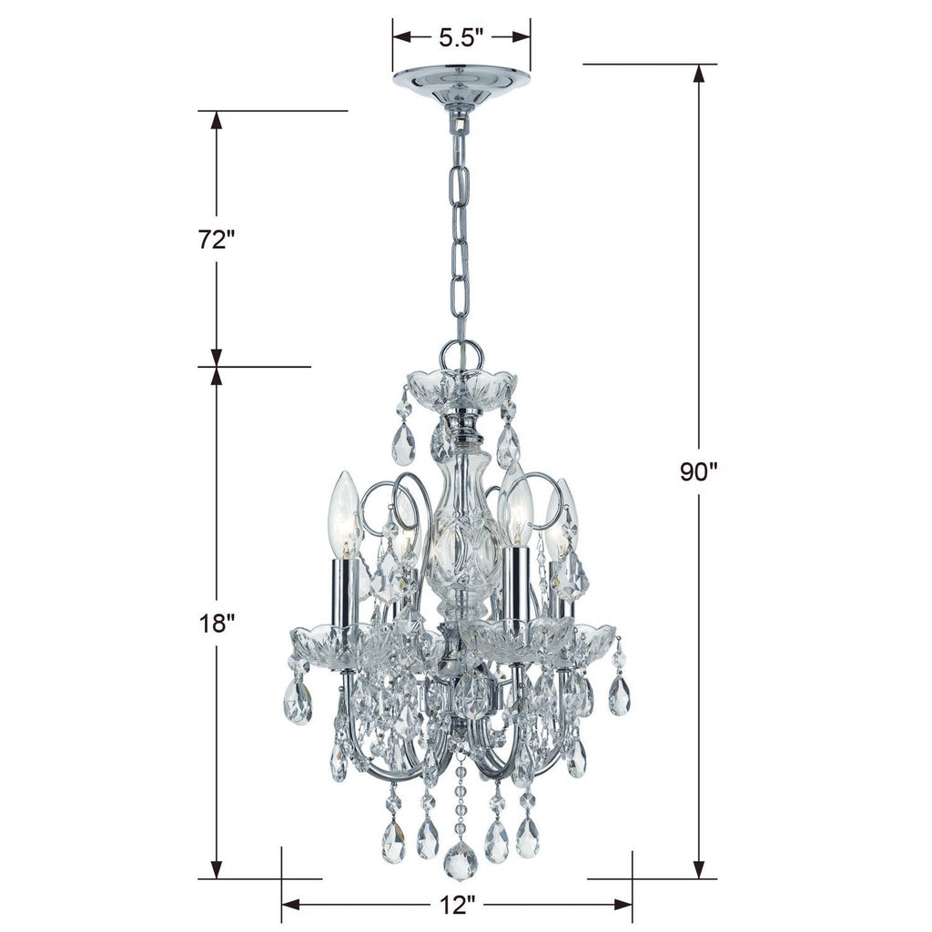 Imperial 4 Light Clear Italian Crystal Polished Chrome Mini Chandelier Crystorama