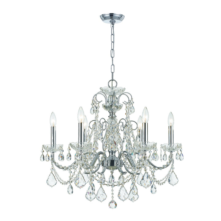 Imperial 6 Light Clear Italian Crystal Polished Chrome Chandelier Crystorama