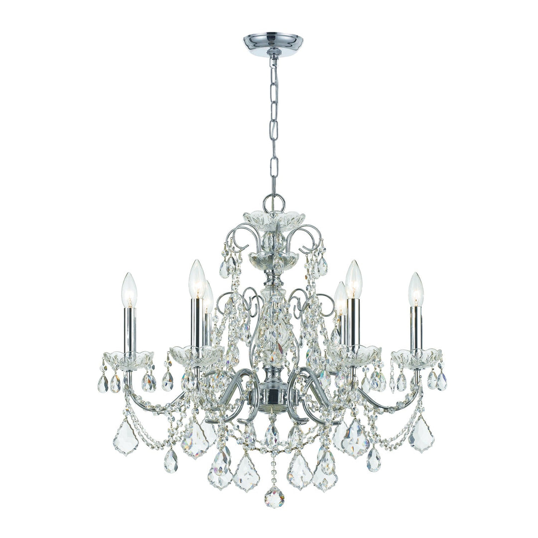 Imperial 6 Light Hand Cut Crystal Polished Chrome Chandelier Crystorama