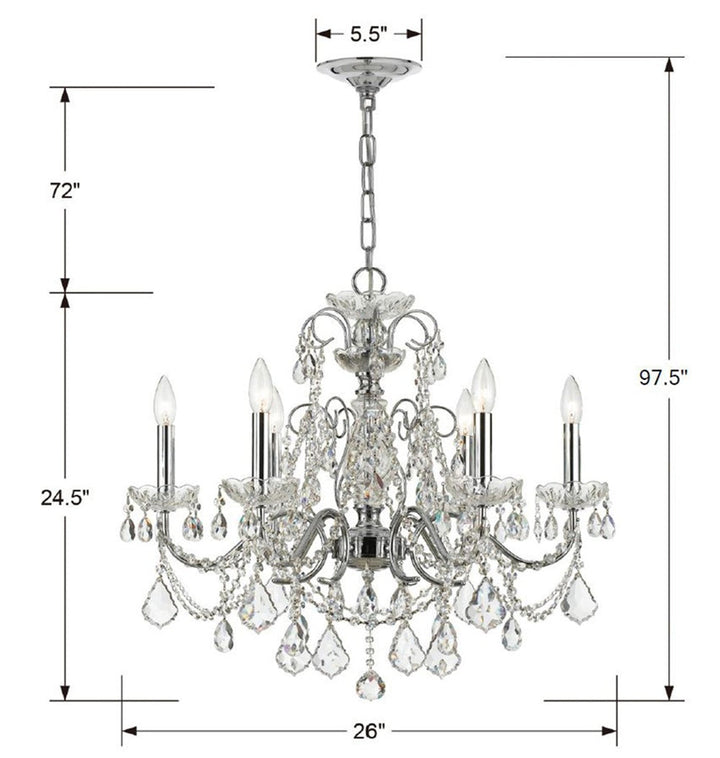 Imperial 6 Light Swarovski Strass Crystal Polished Chrome Chandelier Crystorama