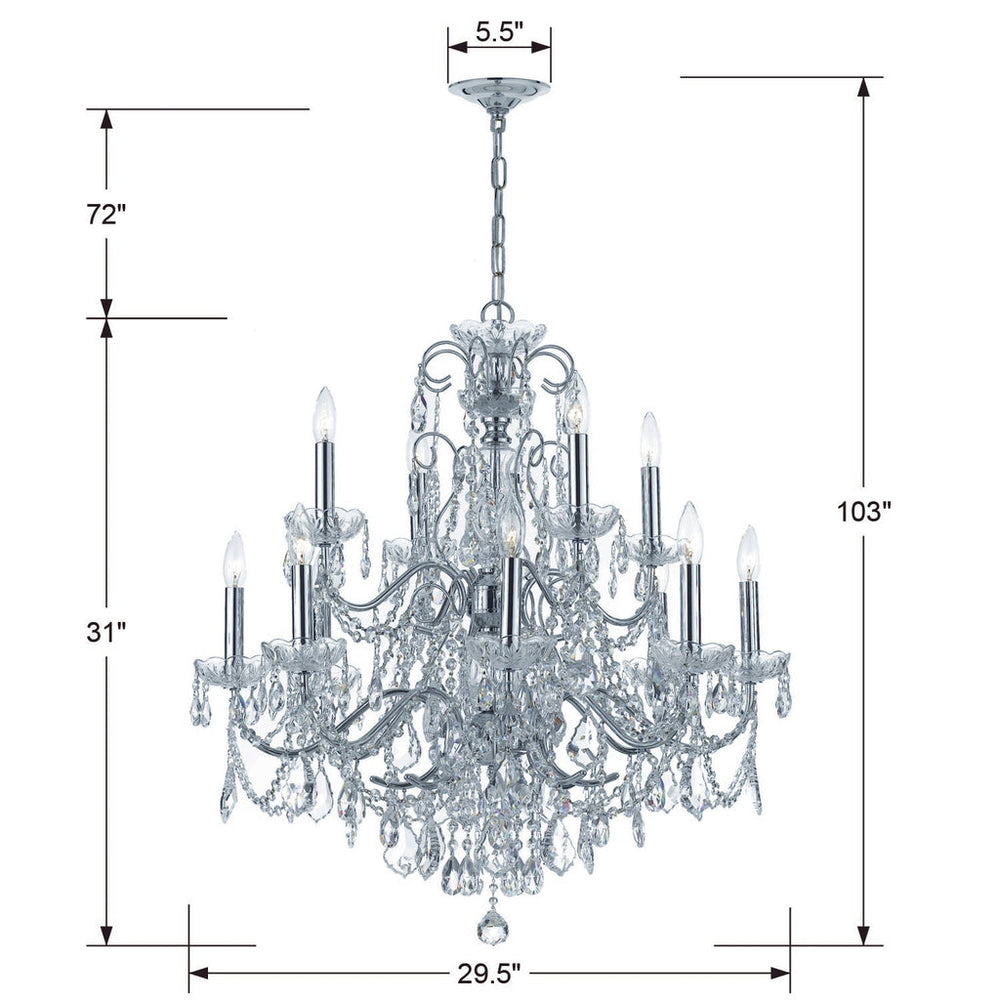 Imperial 12 Light Hand Cut Crystal Polished Chrome Chandelier Crystorama