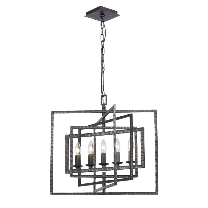 Capri 5 Light Raw Steel Chandelier Crystorama