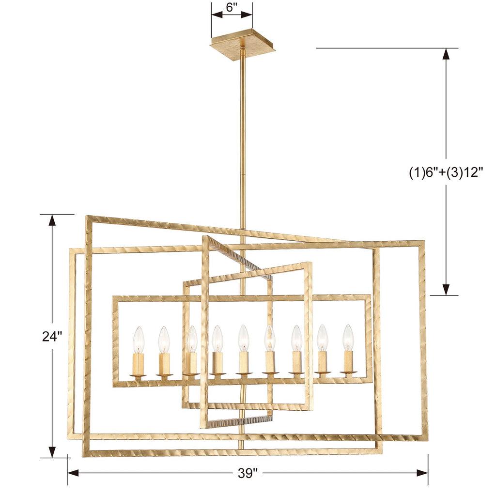 Capri 9 Light Antique Gold Chandelier Crystorama