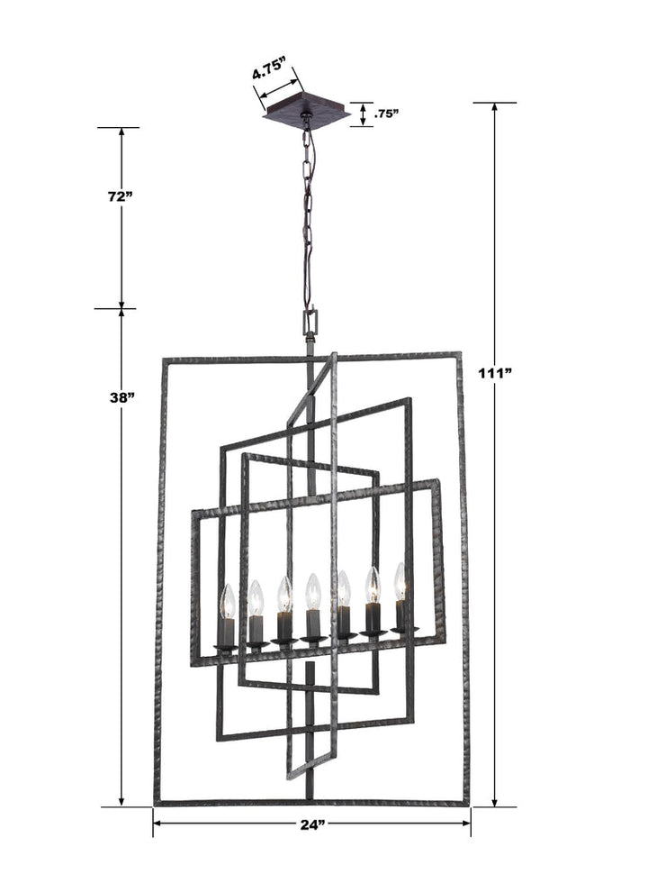 Capri 7 Light Raw Steel Chandelier Crystorama