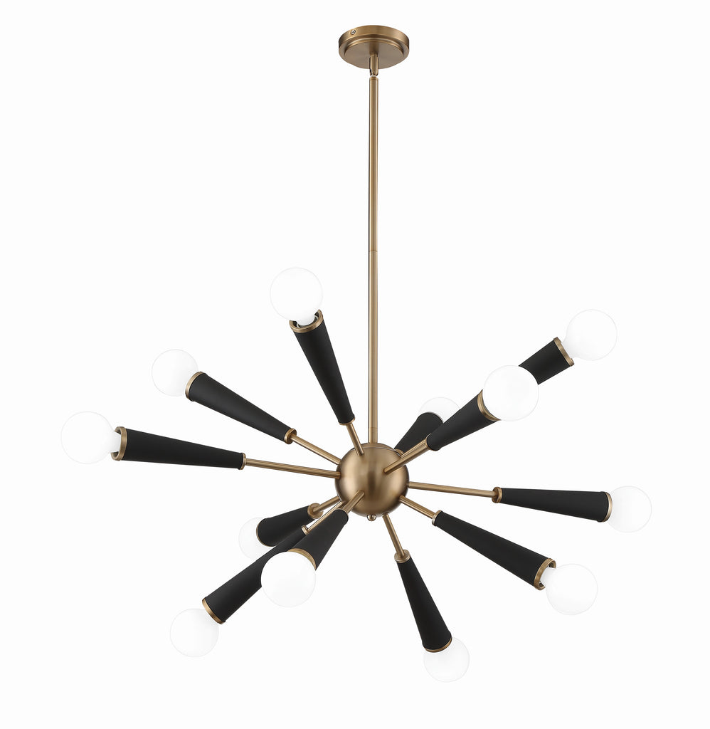 Zodiac 12 Light Aged Brass Chandelier Crystorama