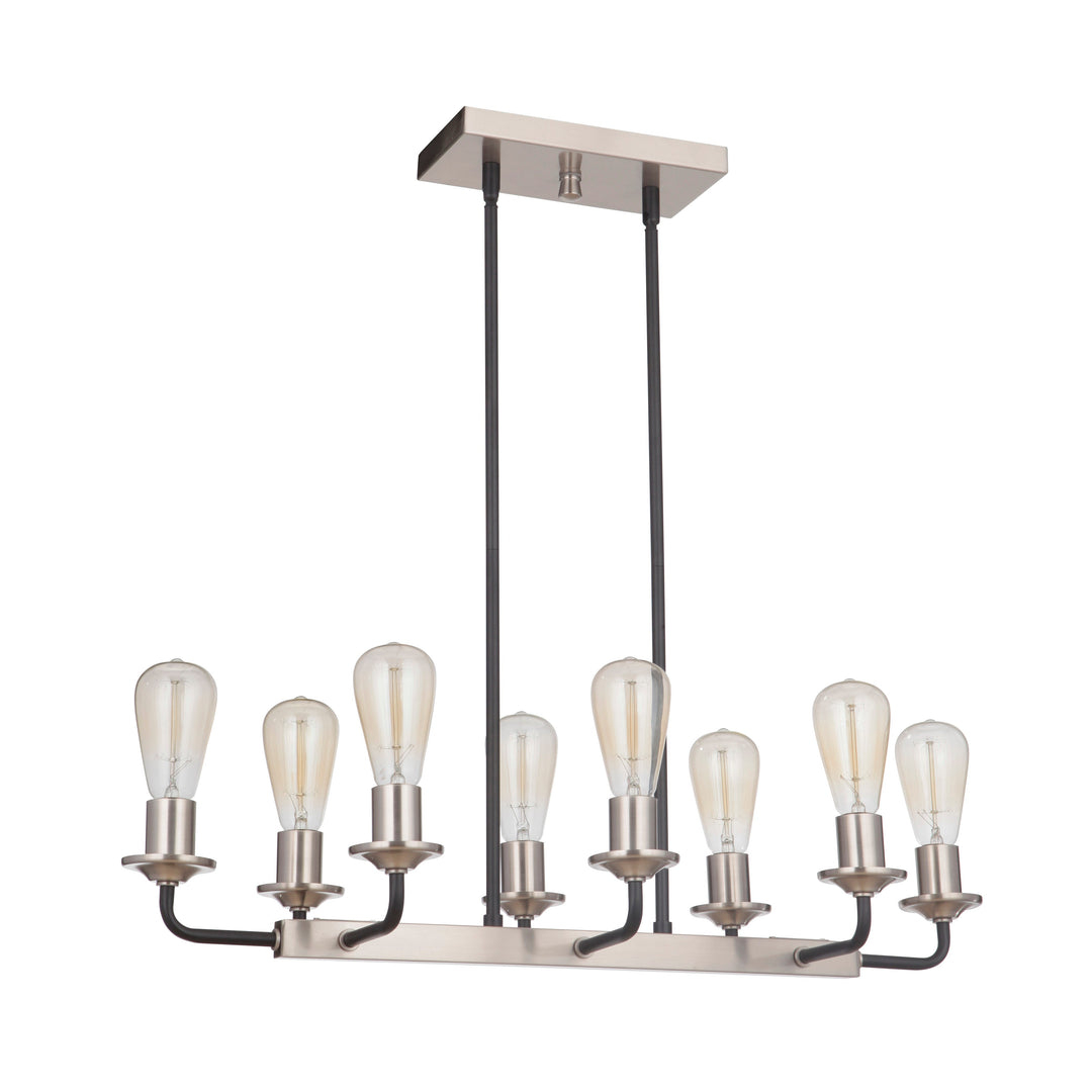 CRAFTMADE Randolph 8 Light Island in Flat Black/Brushed Polished Nickel