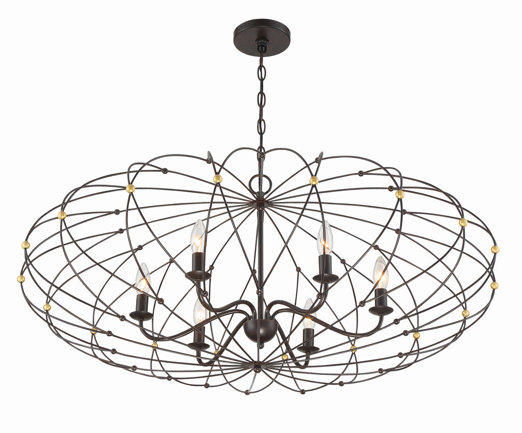 Zucca 6 Light English Bronze + Antique Gold Chandelier Crystorama