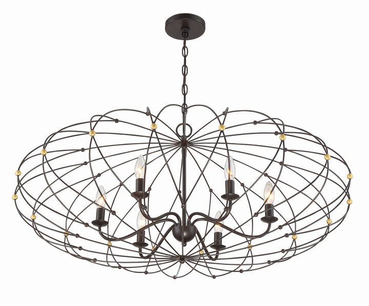 Zucca 6 Light English Bronze + Antique Gold Chandelier Crystorama