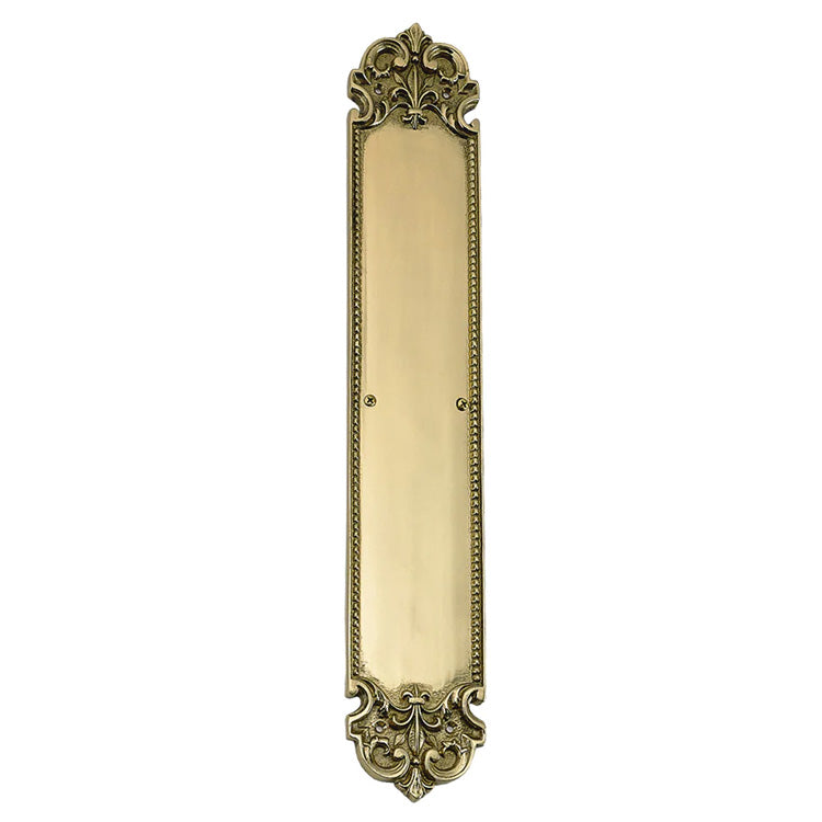 COPPER MOUNTAIN HARDWARE 18 Inch Fleur De Lis Style Door Push Plate (Antique Brass Finish)