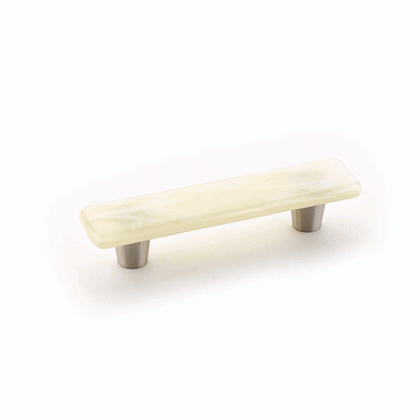 SCHAUB 4 1/2 Inch (3 Inch c-c) Ice Ivory Silk Pull (Stainless Steel Finish)