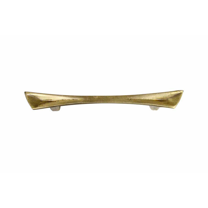 COPPER MOUNTAIN HARDWARE 4 1/2 Inch (3 Inch c-c) Pyramid Curve Handle (Antique Brass Finish)