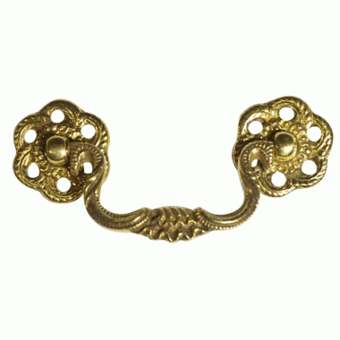 COPPER MOUNTAIN HARDWARE 4 1/2 Inch Beaded Victorian Bail Pull with Roped Floral Mount (Polished Brass)