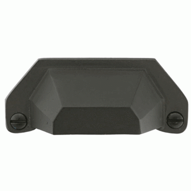 EMTEK 4 1/2 Inch Overall (4 Inch c-c) Sandcast Bronze Bin Pull (Flat Black Finish)