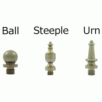 4 1/2 Inch X 4 1/2 Inch Solid Brass Hinge Interchangeable Finials (Square Corner, White Bronze Light Finish) DELTANA