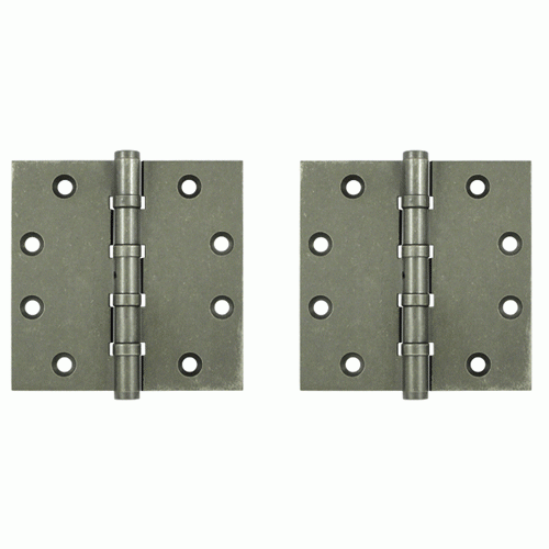 DELTANA 4 1/2 Inch X 4 1/2 Inch Solid Brass Hinge Interchangeable Finials (Square Corner, White Bronze Medium Finish)