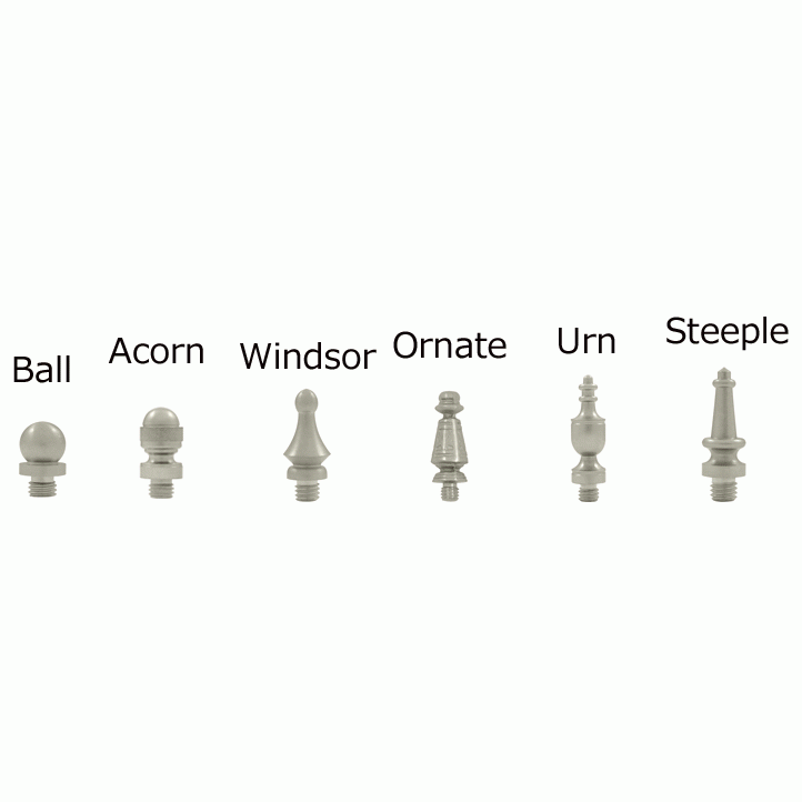 DELTANA 4 1/2 Inch X 4 1/2 Inch Solid Brass Square Hinge Interchangeable Finials (Brushed Nickel Finish)