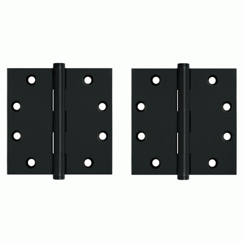 DELTANA 4 1/2 Inch X 4 1/2 Inch Solid Brass Square Hinge Interchangeable Finials (Paint Black Finish)