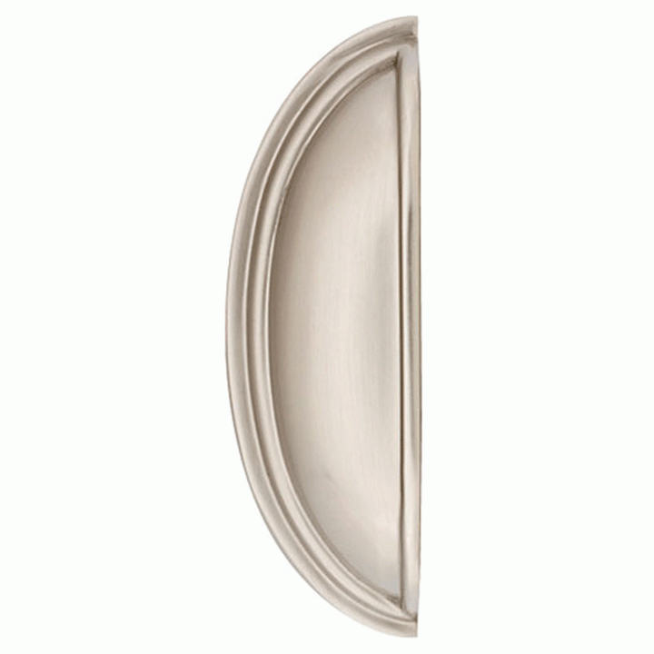 EMTEK 4 1/4 Inch (3 Inch c-c) Solid Brass Cup Pull (Brushed Nickel Finish)