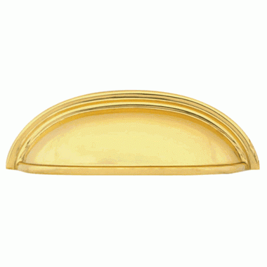 EMTEK 4 1/4 Inch (3 Inch c-c) Solid Brass Cup Pull (Polished Brass Finish)