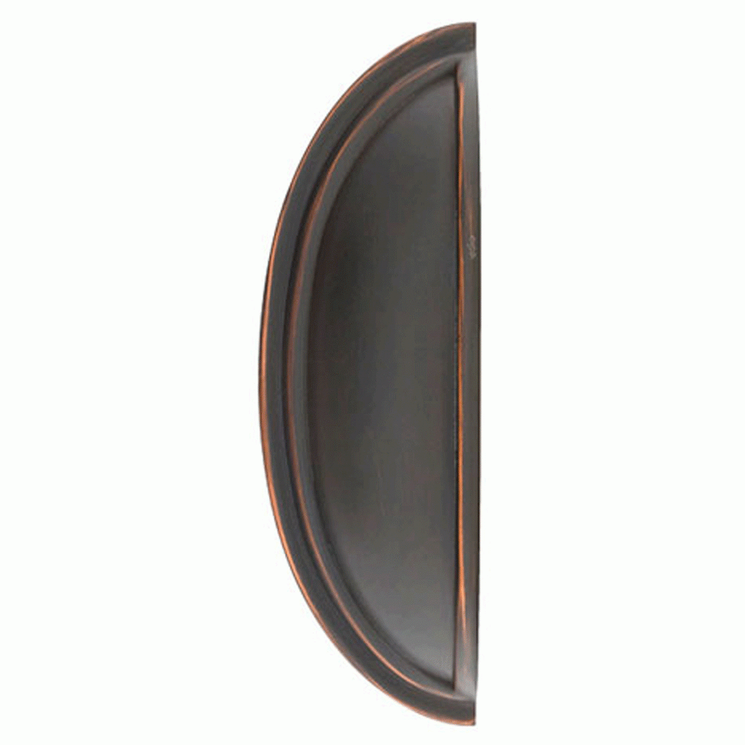 EMTEK 4 1/4 Inch (3 Inch c-c) Solid Brass Cup Pull (Oil Rubbed Bronze Finish)