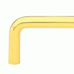 EMTEK 4 1/4 Inch (4 Inch c-c) Solid Brass Wire Pull (Polished Brass Finish)