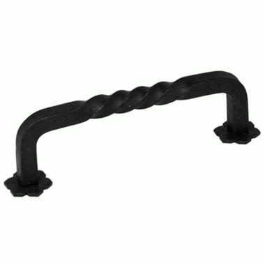 EMTEK 4 1/4 Inch (4 Inch c-c) Wrought Steel San Carlos Style Fixed Pull (Matte Black Finish)