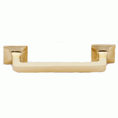 COPPER MOUNTAIN HARDWARE 4 1/4 Inch Overall (3.25 Inch c-c) Solid Brass Square Traditional Pull (Lacquered Brass Finish)