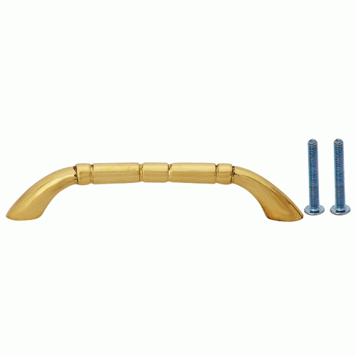 COPPER MOUNTAIN HARDWARE 4 3/4 Inch Overall (4 Inch c-c) Solid Brass Traditional Pull (Lacquered Brass Finish)