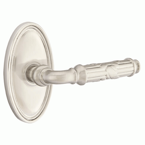 EMTEK Solid Brass Ribbon & Reed Lever With Oval Rosette