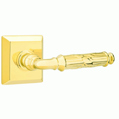 EMTEK Solid Brass Ribbon & Reed Lever With Quincy Rosette