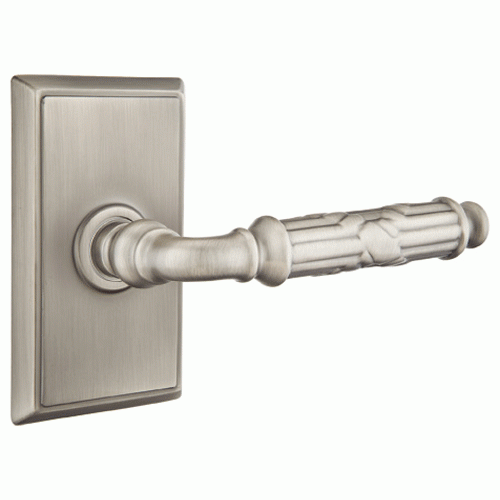 EMTEK Emtek Solid Brass Ribbon & Reed Lever With Rectangular Rosette