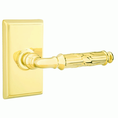 EMTEK Emtek Solid Brass Ribbon & Reed Lever With Rectangular Rosette