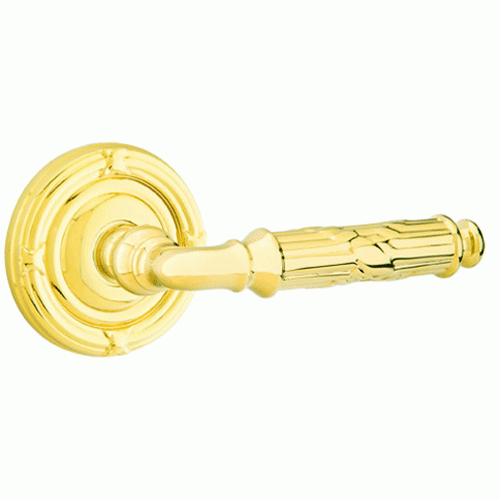 EMTEK Solid Brass Ribbon & Reed Lever With Ribbon & Reed Rosette